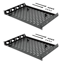 Tecmojo 1U 2Pack Cantilever Shelf, 304.8mm Depth, 19inch Rack Mount with Anti-Slip Stops, Server and Network Rack Shelf, 55lbs(25kg) Capacity