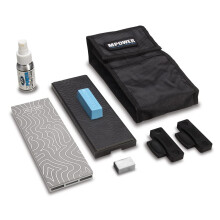 MPOWER - 8" Professional Diamond Bench Stone - Double Sided 300/1200# - On-Board Leather Strop - Polishing Wax - Lapping Fluid