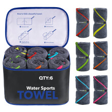 4Monster 6 Pack Microfibre Gym Towel with Accessory Bag, Quick Dry Travel Towel Super Lightweight