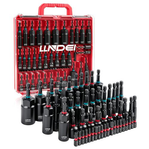 LLNDEI Magnetic Impact Nut Driver Set, 55PCS SAE&Metric Nut Drivers with Deep Driver Bit Sets Includes Bit Extension