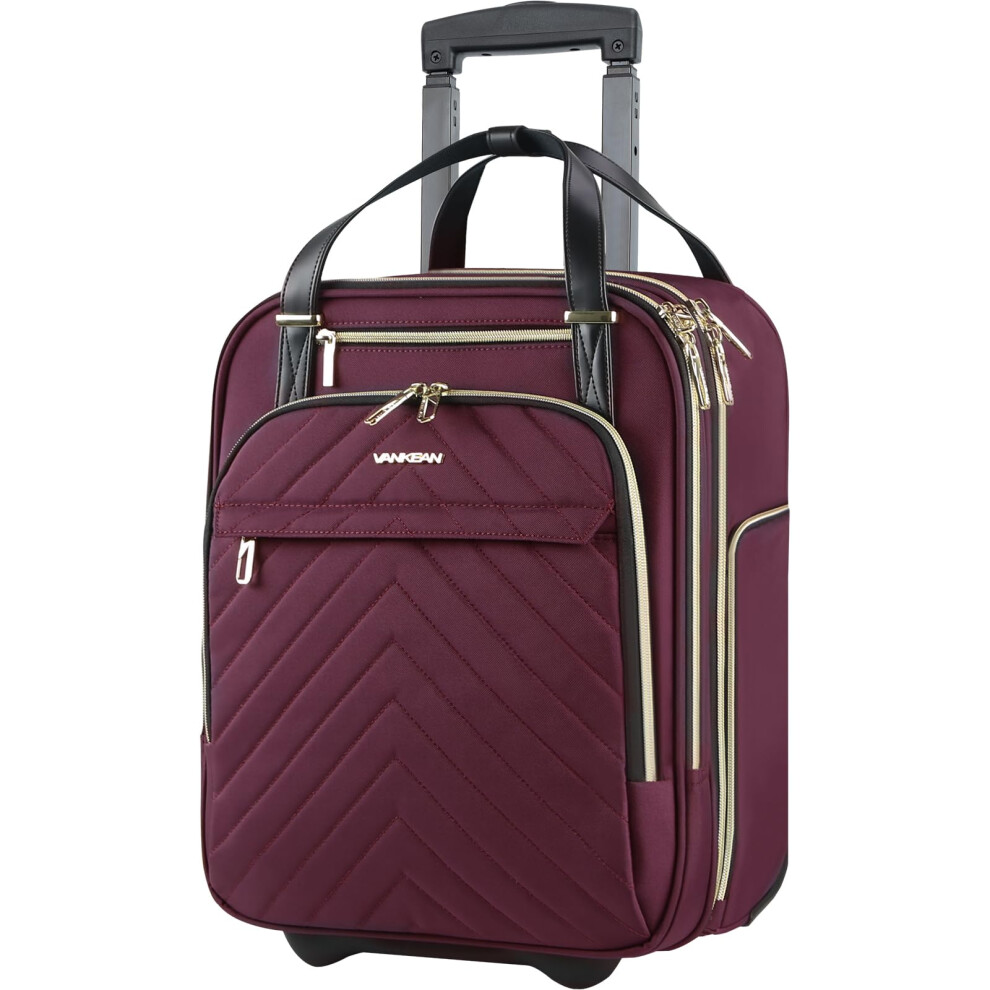 Vankean Rollable Laptop Bag Underseat Travel Backpack With Wheels - 16-Inch Underseater Lightweight Overnight Suitcase With Wheels Roller Case For 5051228002821