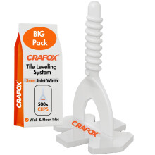 CRAFOX Tile Leveling System Accessories | 500x Threaded Clips 3mm Tile Spacers | Professional Tiling Tool