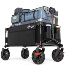 Portal Beach Trolley on Wheels for Sand with Brakes All Terrain Big Wheels Festival Camping Trolley Folding Beach Wagon Garden Trolley Supports 110kg