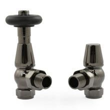Hot Flow Black Nickel Jordan Angled TRV Thermostatic Radiator Valve (Pair) Includes Angled TRV Body & One Lock Shield for Quick & Easy Temperature