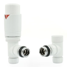 Hot Flow Satin Nickel Marella Modern Thermostatic Radiator Valve Angled TRV. Includes Angled TRV Body