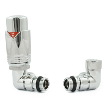 Hot Flow Chrome Marella 3 Modern Thermostatic Radiator Valve Corner TRV. Includes Corner TRV Body