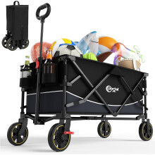 Portal Festival Trolley on Wheels Camping Trolley Cart with Brakes Heavy Duty Beach Wagon Pull along Collapsible Hand Truck Trailer Buggy for Picnic
