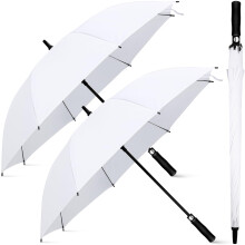 Weewooday 2 Pcs Large White Golf Wedding Umbrella 47.2 Inch Automatic Travel Umbrellas Windproof Plastic Handle Umbrella Brolly Photographer Parasol
