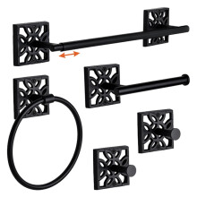 Autumn Alley 5 Pieces Matte Black Bathroom Accessories Set, Wall Mounted - Includes Hand Towel Rack, Hand Towel Ring, Toilet Paper Holder