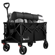 Gonex 200L Folding Festival Trolley Cart On Wheel, 150KG Collapsible Shopping Wagon Trolly with Detachable Wheels & Adjustable Handle for Beach