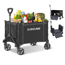 Festival Trolley on Wheels Converts to Bench 120L Folding Wagon Portable Camping Cart Heavy Duty with Handle for Beach Yard Outdoor Garden Picnic