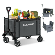 Festival Trolley on Wheels Converts to Bench 120L Folding Wagon Portable Camping Cart Heavy Duty with Handle for Beach Yard Outdoor Garden Picnic