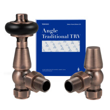 VANCOCO Traditional Antique Red Copper Angled Radiator Valve & Lockshield 1/2"15mm