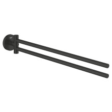 GROHE Start Towel Bar (Metal, Pivotable 2 Arms, Concealed Fastening, Including Screws and Dowels, Easy to Fit), Size 439 mm, Matt Black, 411832430