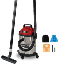 Einhell Wet and Dry Vacuum Cleaner 900W, 180 Mbar Suction Capacity, 15L Stainless Steel Rollers