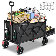 YEAUPE PRO Festival Trolley with Tailgate, 160-240L Foldable Wagon, Supports up to 200kg, Heavy Duty Camping Cart with Parking Brake for Beach