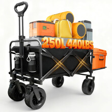 Sanycasa 250L 200KG Festival Trolley Camping Beach Wagon Trolley Off-road adapted Stroller with Brakes robust adjustable Handle with transport bag
