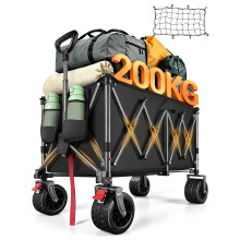 160L Festival Trolley on Wheels, Beach Camping Trolley Heavy Duty, Large Folding Wagon Loads Up to 550LBS