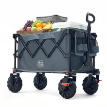 TIMBER RIDGE Folding Festival Trolley on Wheels 250L Foldable Camping Trolley with Brakes, Cup Holder & Adjustable Handle