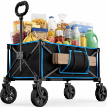 100L Camping Trolley on Wheels – Folding Wagon, Portable Camping Cart, Collapsible Foldable Trolley for Beach, Outdoor, Garden, Picnic, Shopping