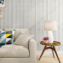 Livelynine Modern Wood Panel Wallpaper White Peel and Stick Wood Effect Wallpaper for Walls 60x500CM Sticky Back Plastic Wooden Slat Wall Paper Roll