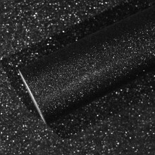 VEELIKE Black Sparkle Wallpaper 40cm900cm Thick Glitter Contact Paper for Furniture Stickers Self Adhesive Bright Fabric Wallpaper for Living Room