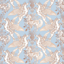 ReWallpaper Light Blue Wallpaper Pattern Unicorn 44.5CMx7M Wallpaper for Living Room Blue Champagne Vintage Sticky Back Plastic Kids Self Adhesive