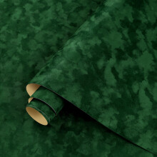 ReWallpaper Velvet Peel and Stick Wallpaper Dark Green 44.5CMx7M Vintage Textured Wallpaper for Bedroom Hallway Velvet Flocking Sticky Back Fabric