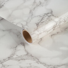 JSEVEM 80CM4M Extra Wide Cream White Grey Marble Pattern Wallpaper Peel and Stick Waterproof White Gray Marble Contact Paper Vinyl Wrap Glossy