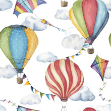 ReWallpaper Kids Wallpaper for Bedroom Colourful Contact Paper for Shelves Worktop 44.5CMx7M Hot Air Balloon Wall Paper White Waterproof Wallpaper
