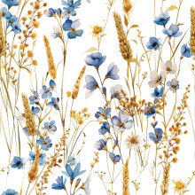 FunStick 44.5CMx9M Floral Botanical Peel and Stick Wallpaper Blue Gold White Floral Sticky Back Wallpaper for Walls Bedroom Sticky Back Plastic White