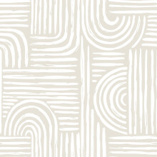 Decotalk Wallpaper Bedroom Modern Beige Seamless Geometric Arch Pattern 44.5X900cm Self-Adhesive Wallpaper Beige Pattern Modern Centre Abstract Boho
