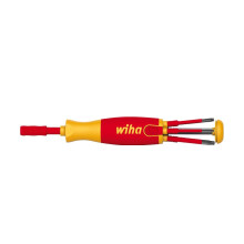 Wiha 41157 Screwdriver with Magazine bit Holder 6 SlimBits, Red/Yellow