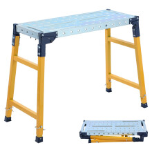 TOPWAY Foldable Adjustable Work Platform, 500kg Load Capacity, Carbon Steel Anti-Skid Surface Hop Up Work Bench Folding Scaffolding for Indoor