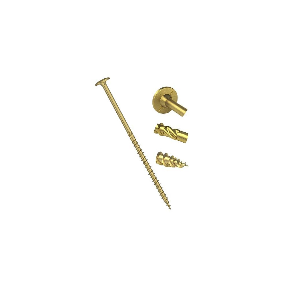 10Mm X 340Mm 'D' High Performance Yellow Hardened Wafer Head Torx Wood Timber Construction Screw Sleeper Screws With Flat Head Carpenter Screws 5051228031654