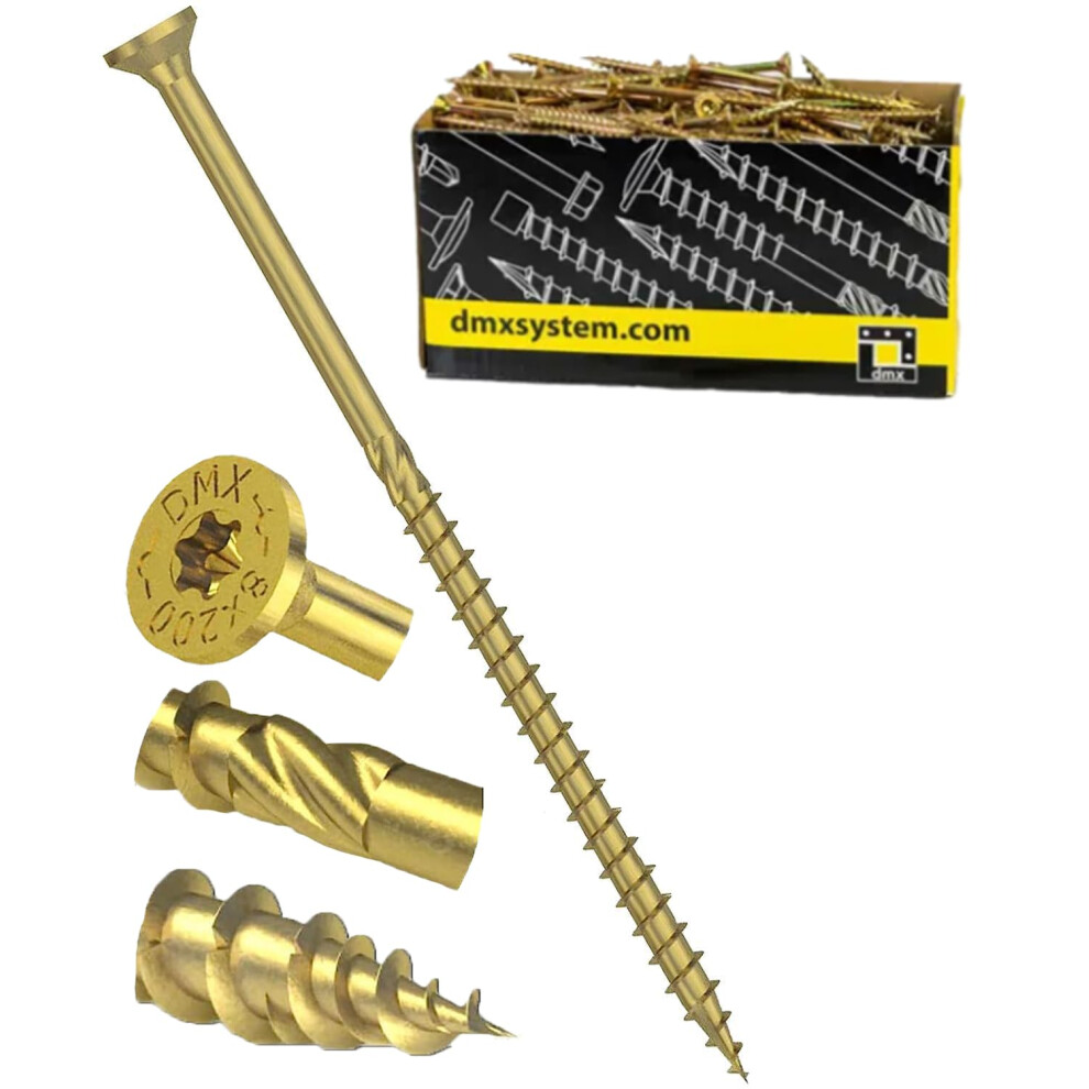 6Mm X 180Mm (Box Of 100) Yellow Hardened Carpenter Screws Countersunk Torx Head For Wood Timber Construction High Performance For Sleepers Trade Pack 5051228032545