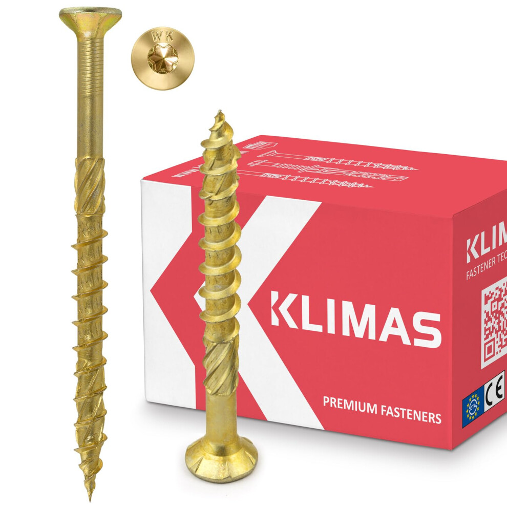 Klimas Wood Screws Torx Chipboard Screws Yellow - Countersunk Screws - Patio Screws - Universal Screws - Roof Construction Screws Set - 6 X 140 Mm 5051228031722