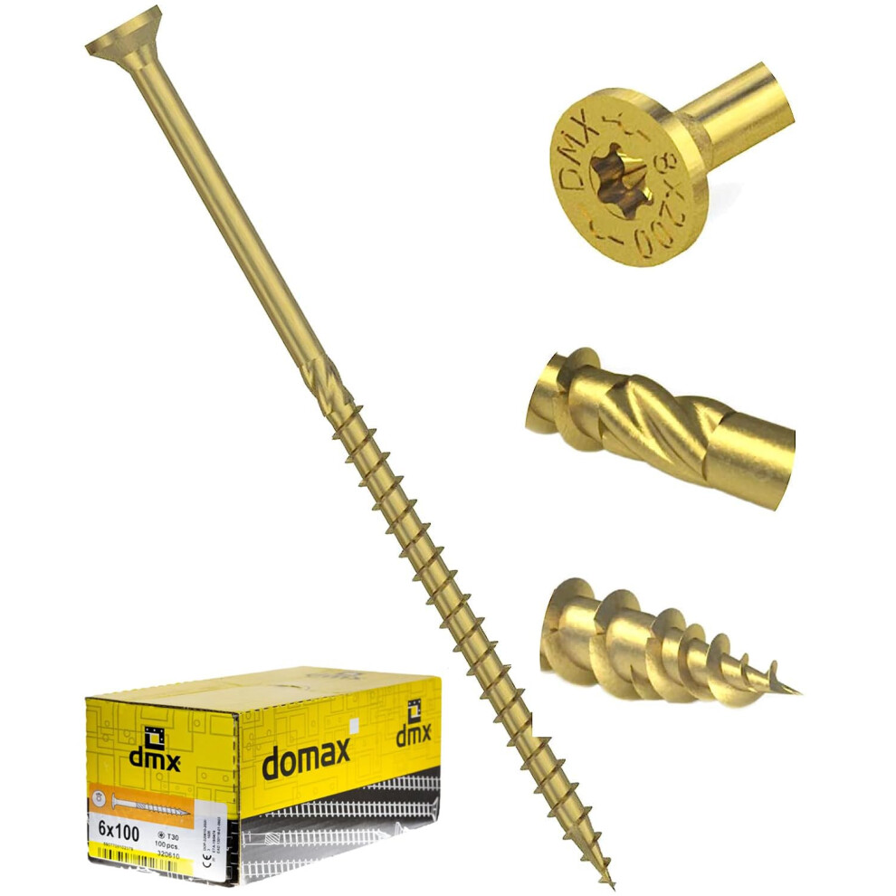 8Mm X 220Mm (Pack Of 50) Yellow Hardened Countersunk Head Torx Wood Timber Construction Screw High Performacne Carpenter Screws J10 - J13a 8X220_50 5051228032095