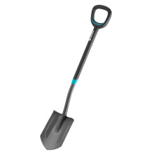 Gardena ErgoLine Pointed Spade, Garden Spade Steel for Turning Over and Removing Soil with Foot Rest and Ergonomic D-Handle 17012-20