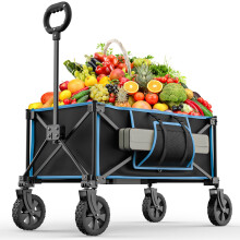 Festival Trolley on Wheels - Folding Camping Cart Foldable Garden Wagon with Adjustable Handle Collapsible Foldable Trollys for Beach Picnic Shopping
