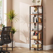 TUTOTAK Bookshelf, 6-Tier Tall Book Shelf, Narrow Bookcase for Small Space, DIY Stackable Bookshelf, for Living Room, Office, Study, Entryway