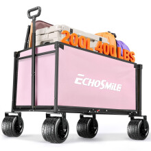 EchoSmile Handcart Foldable 200 L 180 kg Load Capacity Hand Trolley Transport Trolley Foldable with Adjustable Handle Wide Wheels All-Terrain Beach