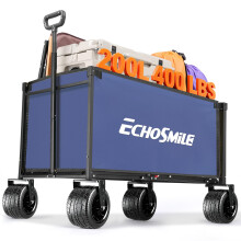 EchoSmile Handcart Foldable 200 L 180 kg Load Capacity Hand Trolley Transport Trolley Foldable with Adjustable Handle Wide Wheels All-Terrain Beach
