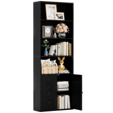 IRONCK Bookcase, Bookshelf with Doors, 6 Tier Tall Book Shelf, Shelving Unit, 60x23.5x180cm Free Standing Display Shelf for Living Room, Home Office