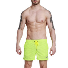 Mens Solid Color Drawstring Quick Dry Lined Beach Swim Trunks with Pockets Fluorescent Yellow XL