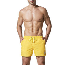 Mens Solid Color Drawstring Quick Dry Lined Beach Swim Trunks with Pockets Beige XXXL