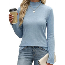 Truien voor Dames, Losvallend, Lichtgewicht, Zacht, Lange Mouwen, Pullover Tops, Casual Herfstoutfits Lichtblauw L