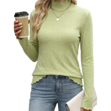 Truien voor Dames, Losvallend, Lichtgewicht, Zacht, Lange Mouwen, Pullover Tops, Casual Herfstoutfits Geelgroen L