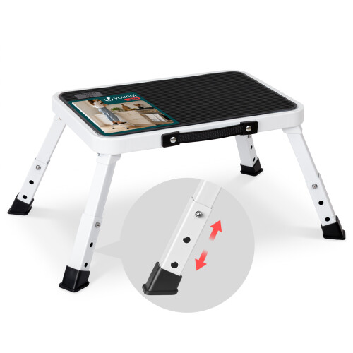 VOUNOT Folding Metal Step Stool w/ Anti-Slip Platform 3-Level Height Adjustable