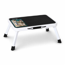 VOUNOT Folding Step Stool Metal with Anti-Slip Platform 38x26cm, White